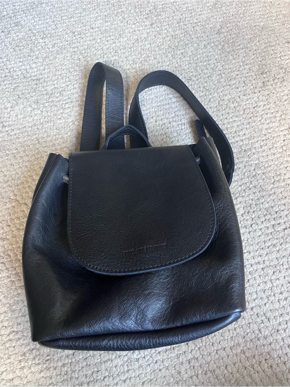 Portland Leather Black Mini Backpack